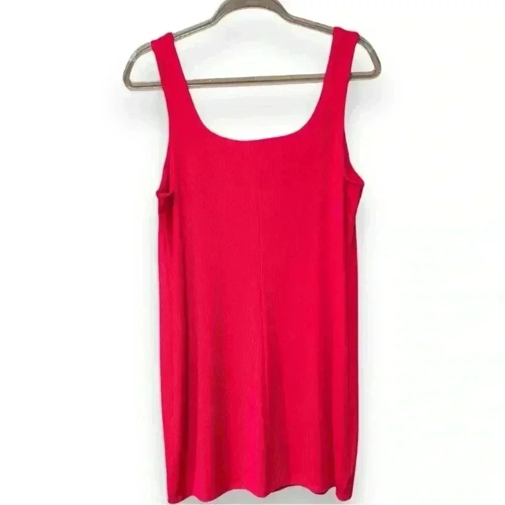 A New Day Women’s Size Large Hot Pink Sleeveless Square Neck Ribbed Mini Dress - Picture 2 of 11